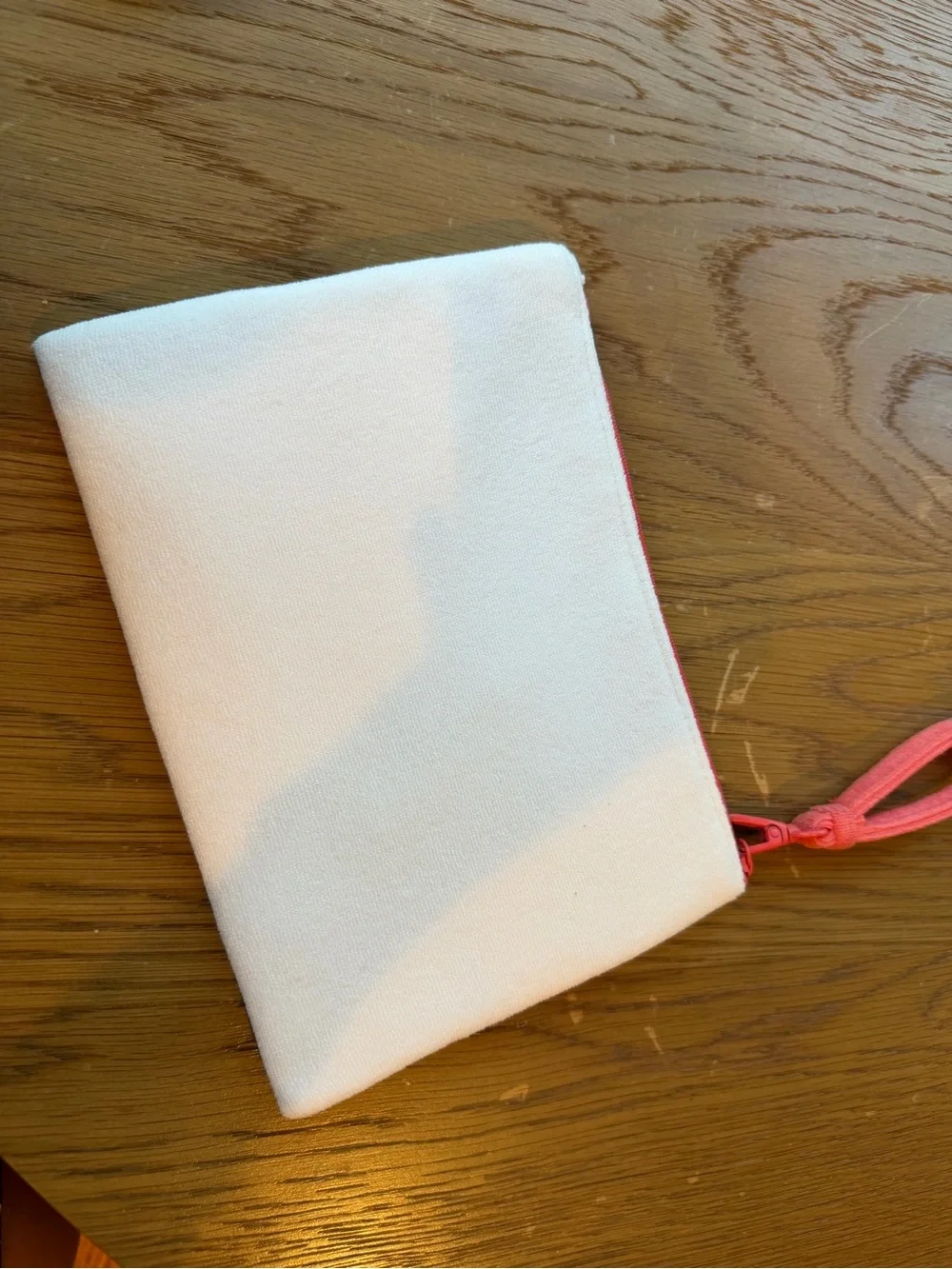 Red Dior White Terry Cotton Pouch with Coral Stripe